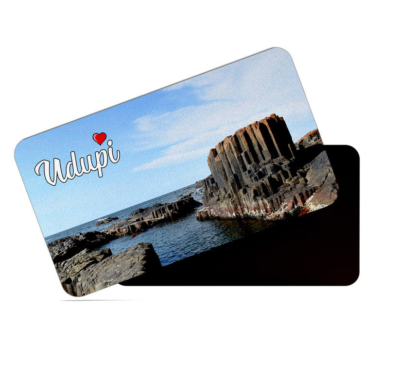 dhcrafts Rectangular Rubber Fridge Magnet / Magnetic Card Multicolor Karnataka Udupi D1 Design Pack of 1 (8.6cm x 5.4cm)